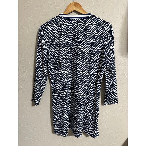 J. McLaughlin Navy Blue Print Coastal Sheath Dress Medium - Picture 2 of 5